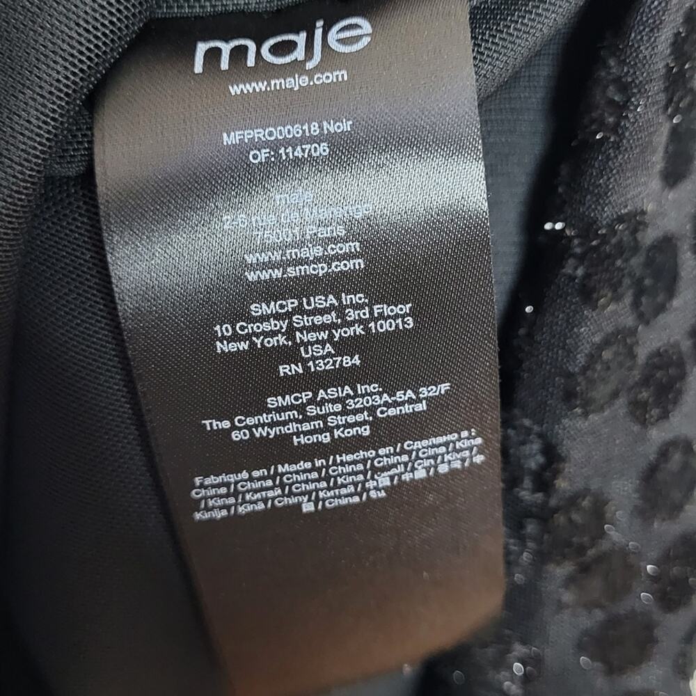 Maje Reine Burnout Dot Long Sleeve Mini Dress Holiday Party LBD Size 36 - Picture 8 of 8